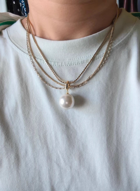 INS风法式小众设计简约酷飒百搭金色链条三层混搭项链 女友礼物