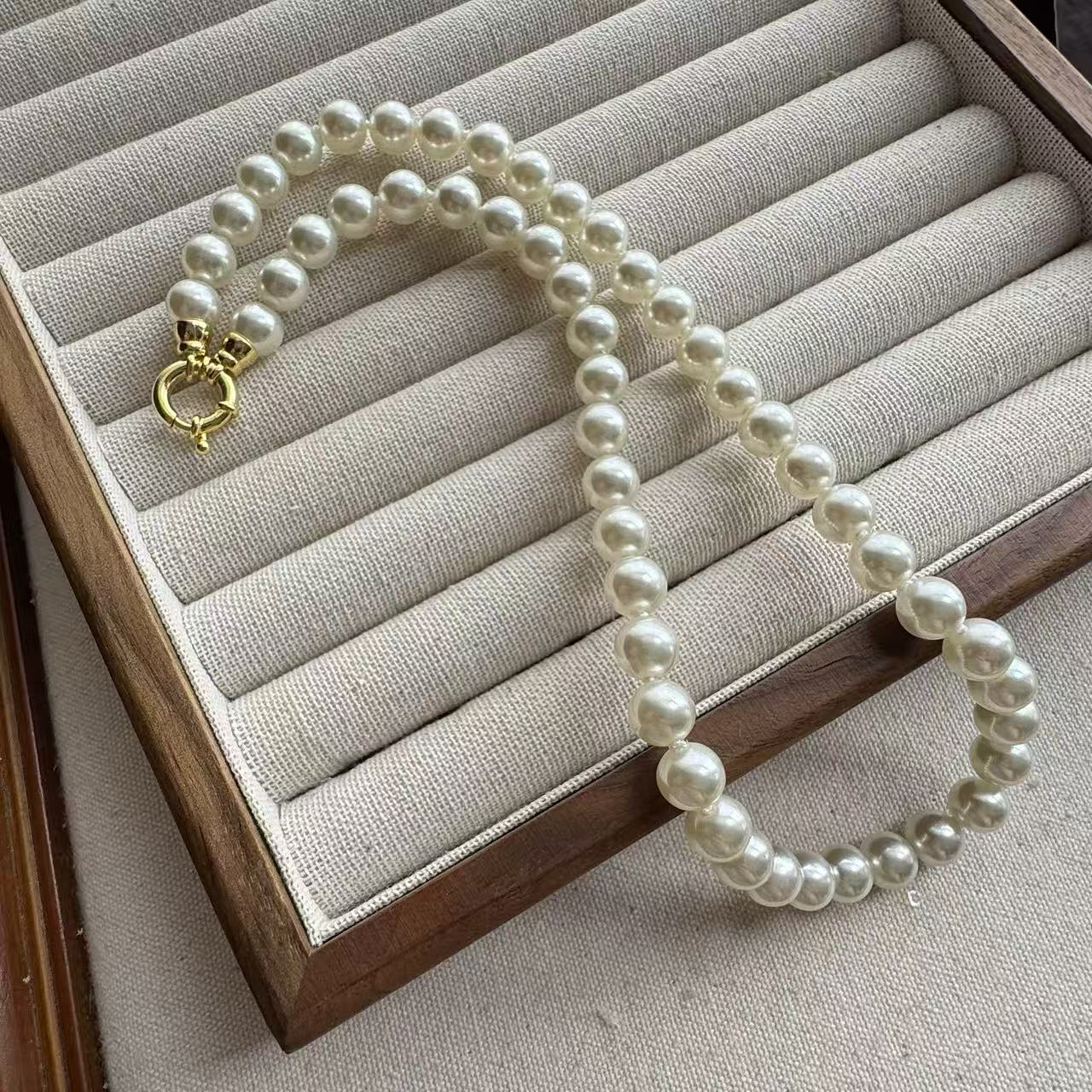 西班牙风情波西米亚极光澳白色珍珠925银龙虾罗盘扣项链高级感