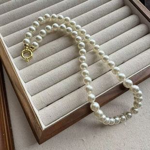 西班牙小众波西米亚极光澳白色珍珠925银龙虾罗盘扣项链高级感