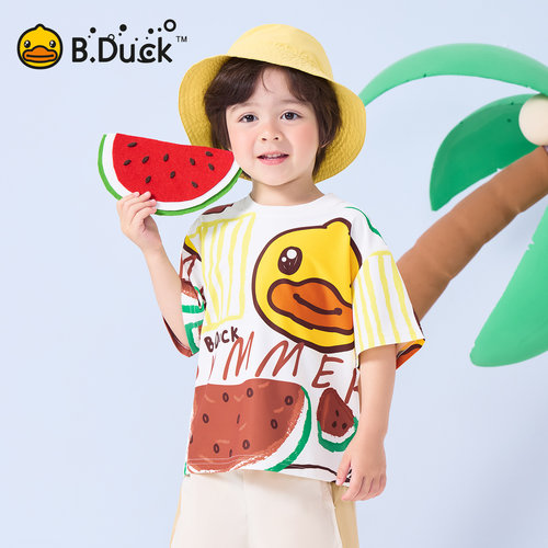 bduck小黄鸭儿童短袖T恤男女童夏季新款西瓜草莓宝宝冰感透气半袖