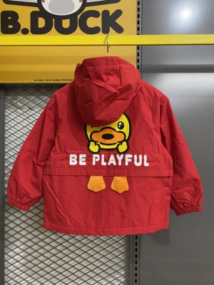 B.Duck小黄鸭童装儿童风衣外套男童2026秋冬新款加绒连帽女童外套