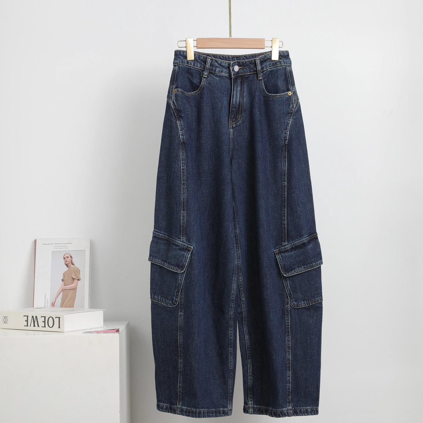 美式慵懒宽松休闲弯刀裤女