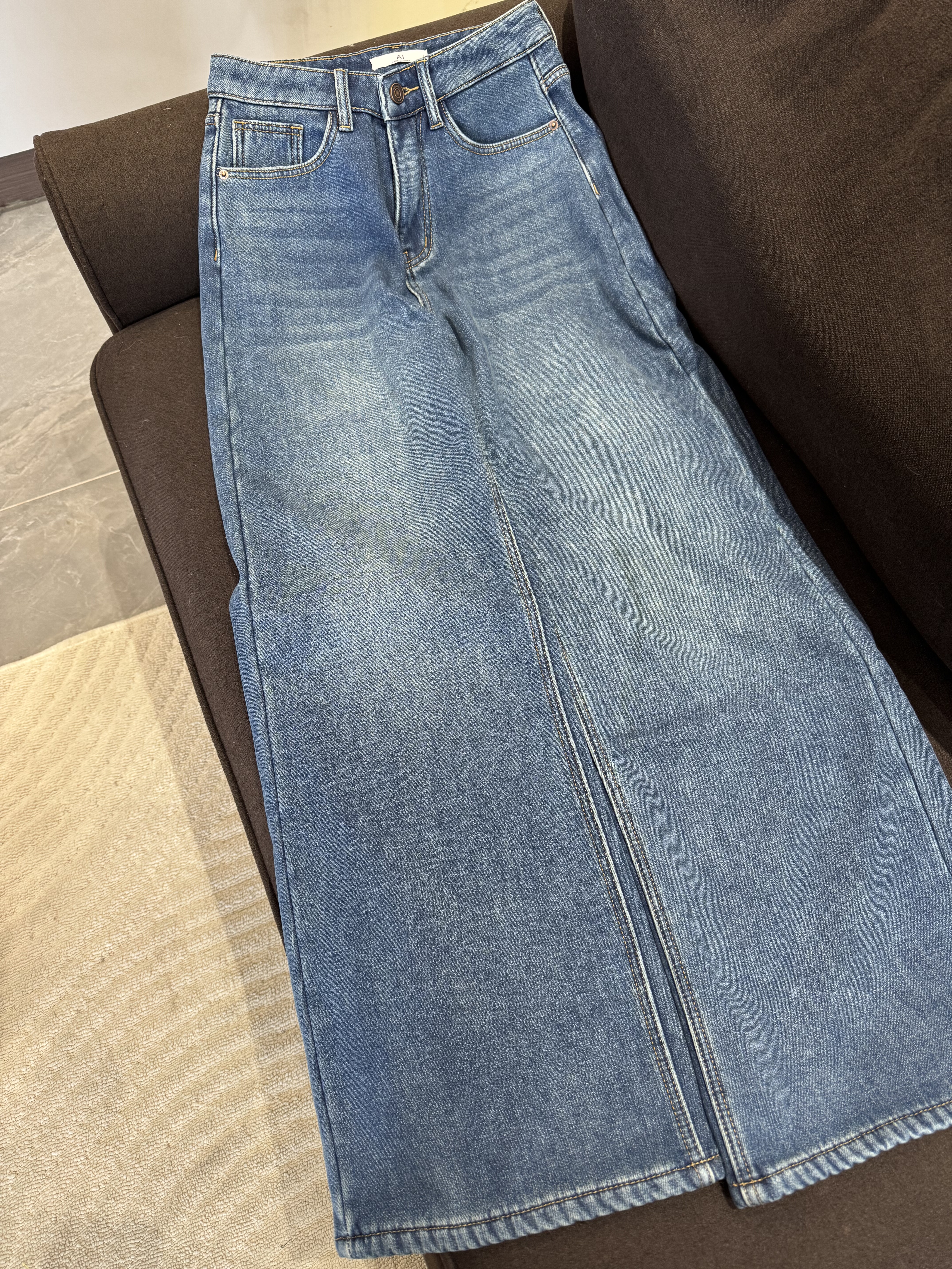 新款蓝色加绒牛仔裤6015