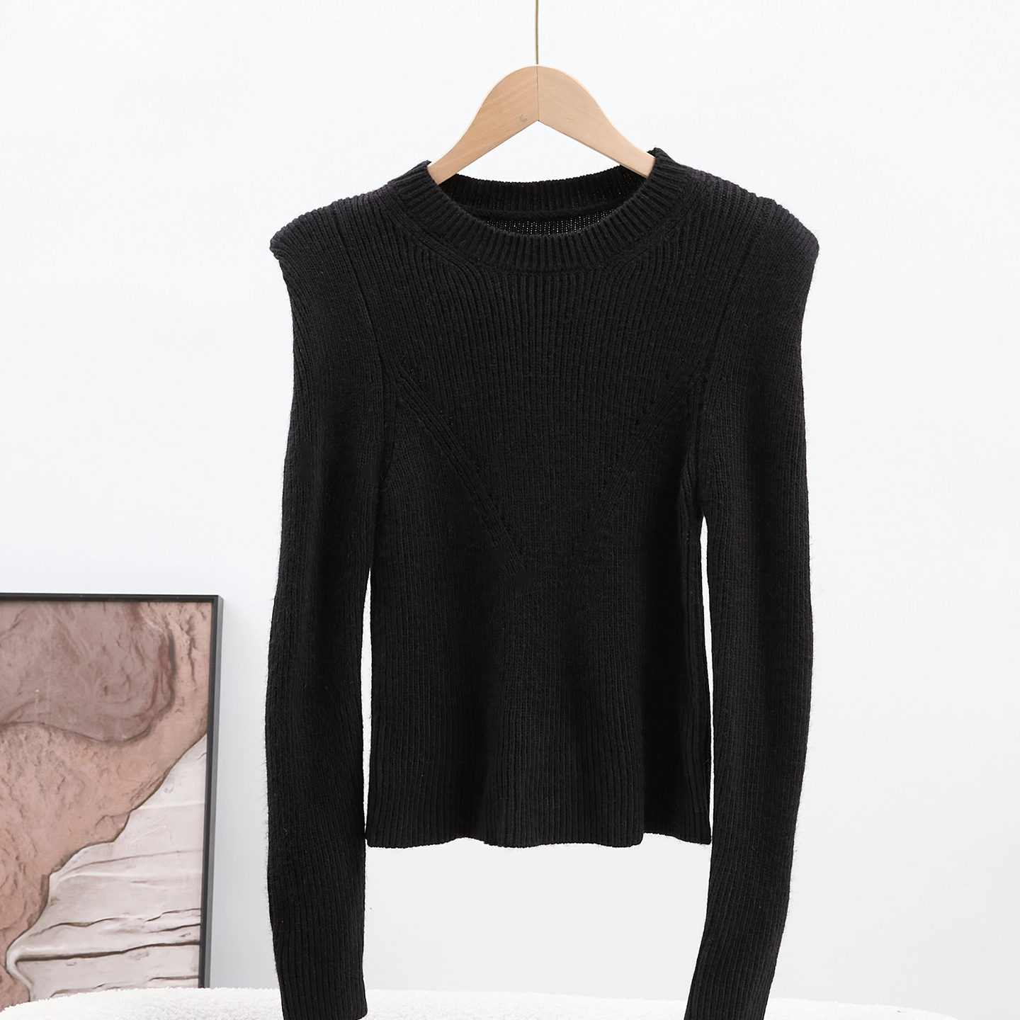 纯色修身长袖针织衫女秋冬