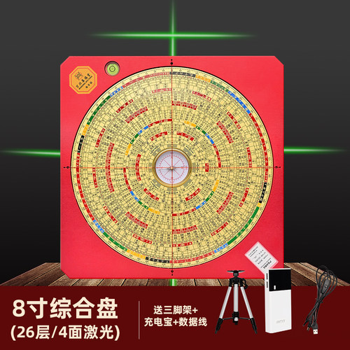 集福堂铝合金四面四方激光罗盘