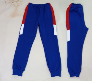 定制 子红白杠拼色螺纹后口校裤 春秋款 宝蓝色中小学生校服裤