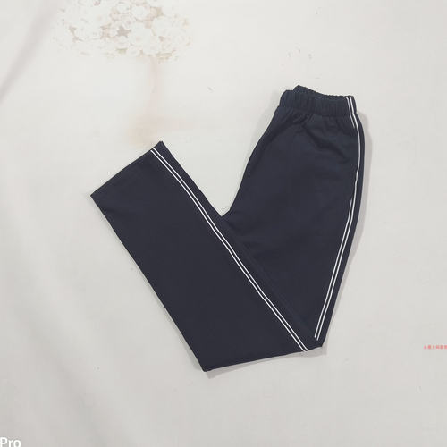 春秋款夏季薄款藏蓝色直筒长裤中小学生校服裤定制细白黑白两道杠