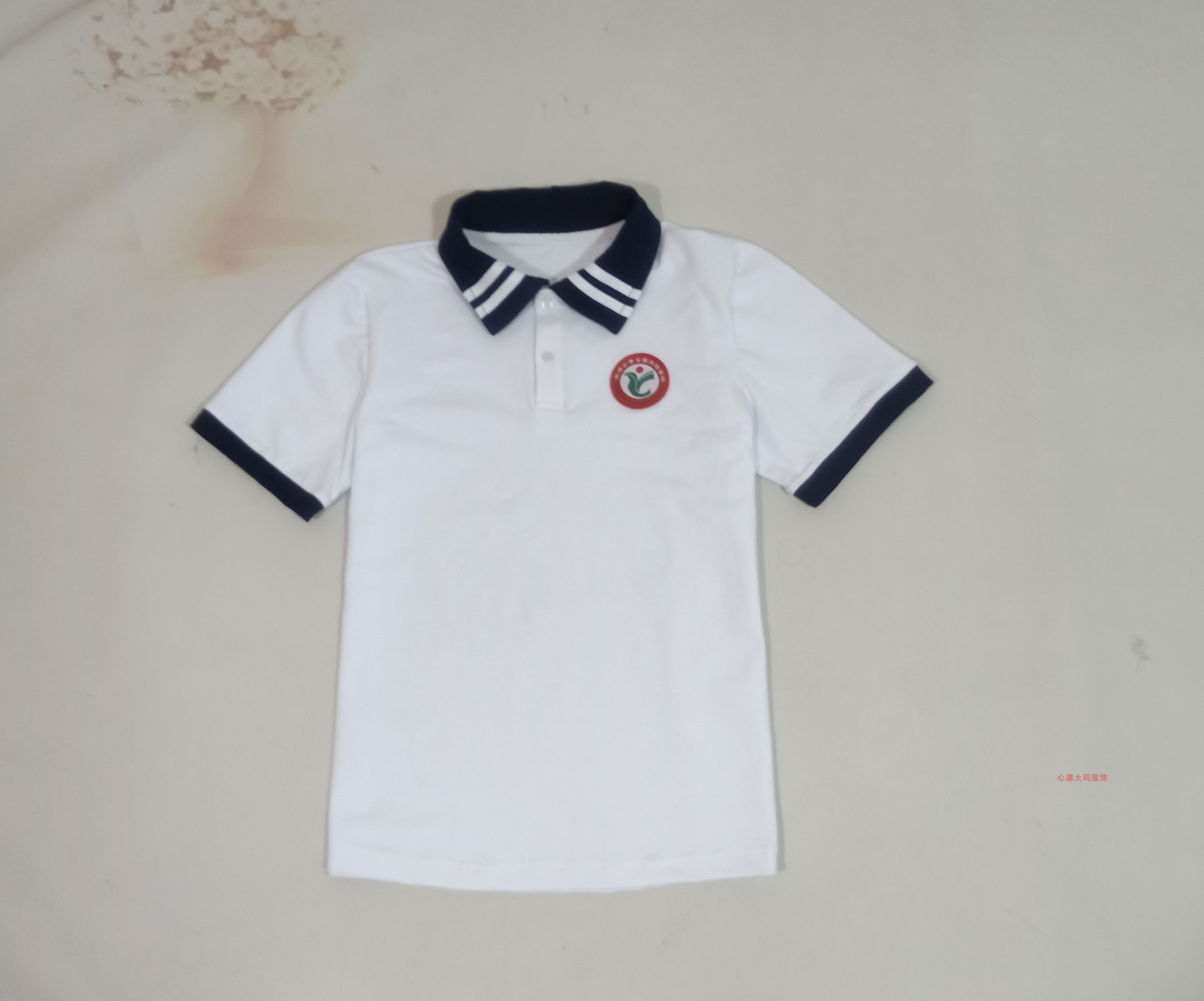 夏季纯白色校服班服男女生同款短袖西峰区黄官寨实验学校校服仿制