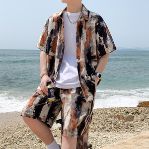 夏季新款男士时尚套装潮流短袖衬衫+休闲短裤两件套DZ509-P65图片
