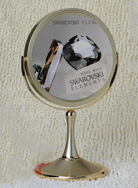 ALINA土豪金欧式高档双面台式镜子放大5倍梳妆镜红色结婚镜包邮