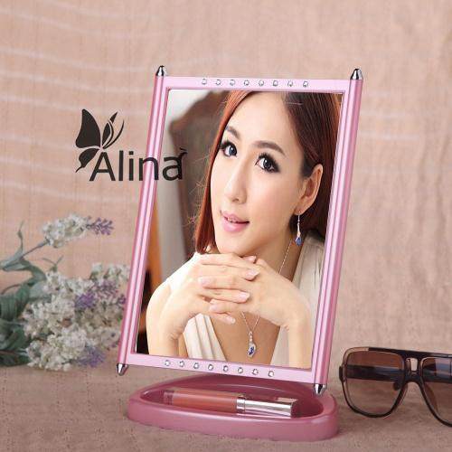 alina品牌高档方形台式化妆镜单面高清防雾桌镜饰品店用镜子包邮