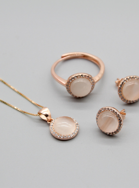 蒙歌银饰首饰套装藏族特色玫瑰金