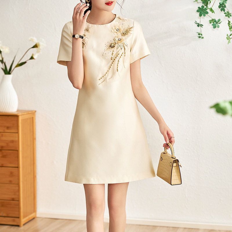 钉珠法式减龄2304111女连衣裙镶