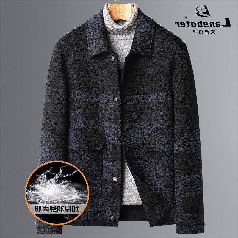呢呢脱卸男士羽绒双面秋冬羊毛青年外套双面羊毛大衣潮流内胆短款