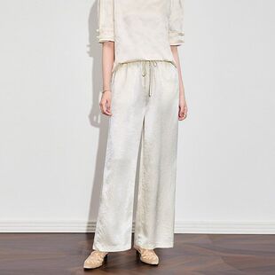 轻盈2504402体感-深圳醋酸南油女夏休闲裤缎简约宽松慵懒通勤国风
