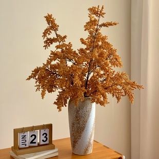 侘寂风油画雾凇仿真花插花秋日氛围造景假花装饰品玄关摆件高级感