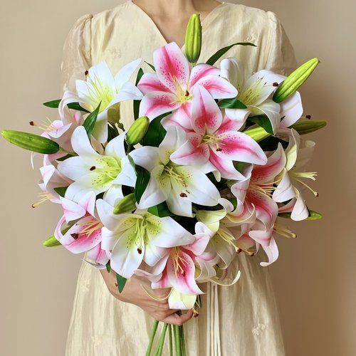 多头百合花仿真花客厅插花高级感