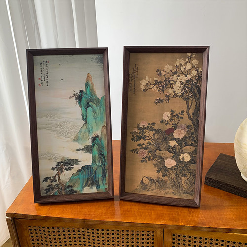 新中式玉堂富贵图装饰画相框摆台画复刻国画玄关客厅挂画桌面摆件