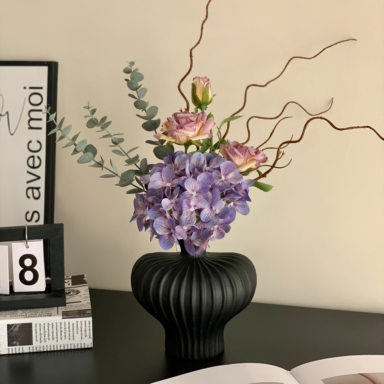 中古风仿真绣球花玫瑰花花束假花摆设客厅玄关电视柜餐桌花艺摆件,家居饰品,仿真花/假花,淘宝优惠券,粉丝福利购,淘宝优惠卷