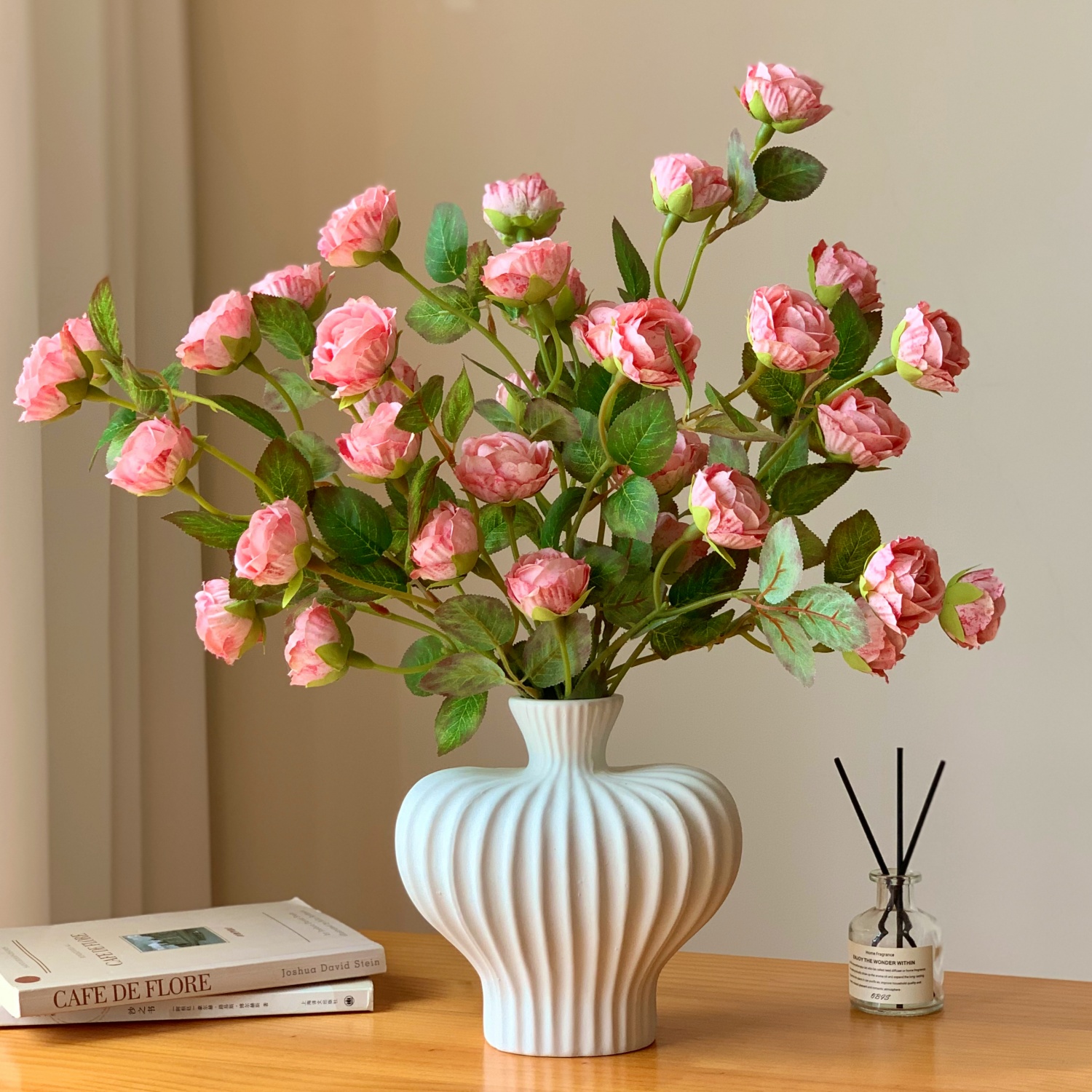 ins风高级感仿真玫瑰花客厅插花