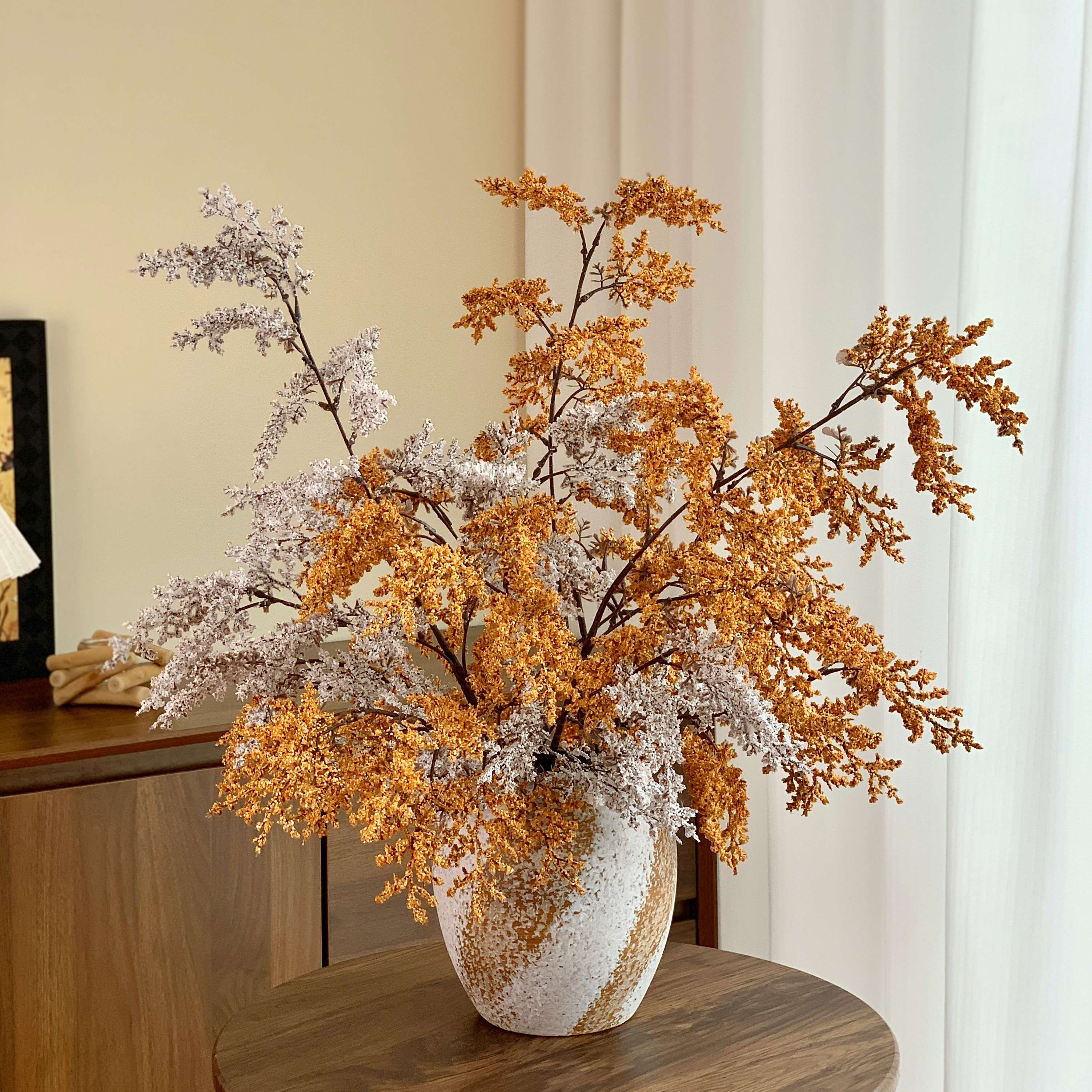 高级仿真绿植油画枯枝雾凇侘寂风图片