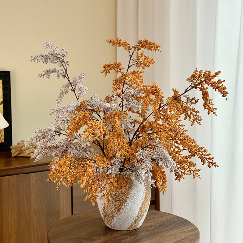 高级仿真绿植油画枯枝雾凇侘寂风
