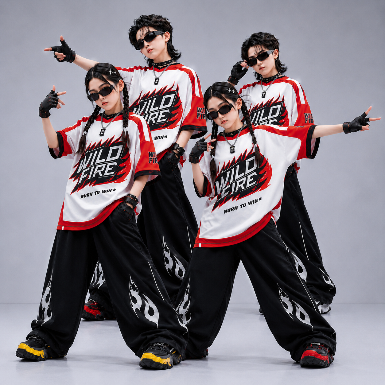 男童街舞儿童潮服酷帅嘻哈套装hiphop女童爵士舞服装架子鼓演出服