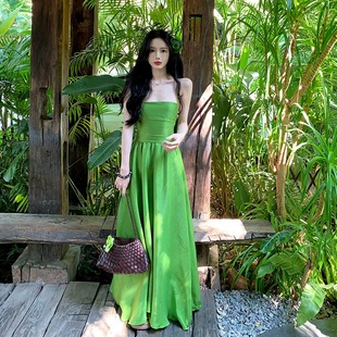 绿野仙踪 度假露背吊带连衣裙女气质长裙 夏季