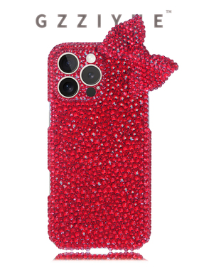 HL适用于苹果iPhone17/16/15Promax创意水钻手机壳定制红色蝴蝶结