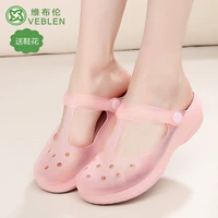 Летние тапочки в стиле Crocs, мюли, пляжная обувь, лето 2022 года, подходят для носки на улице, закрытый носок, в корейском стиле