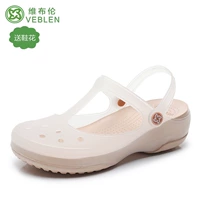 Tide, летние тапочки в стиле Crocs, нескользящая пляжная обувь, мюли на танкетке для школьников и студентов, подходят для носки на улице, в корейском стиле