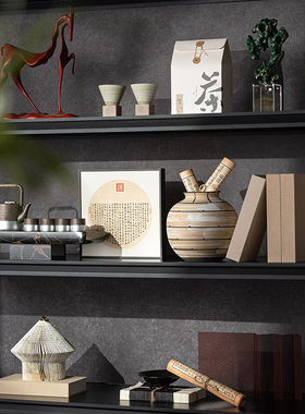 新中式展示柜艺术工艺品摆件办公室书柜样板间茶室软装饰品