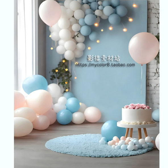 婚纱影楼摄影背景 直播儿童背景 生日卡通气球高清素材大图24-308