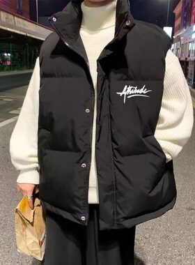 加厚保暖马甲男青少年vintage港风秋冬季外套痞帅防寒宽松棉马夹