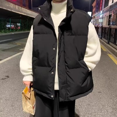 棉衣马甲男款冬季潮流外穿大码保暖加厚无袖背心港风立领棉服外套