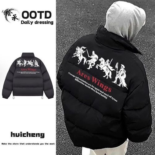 【战马字母】高街美式街头痞帅棉服秋冬面包服小众高级男外套棉衣