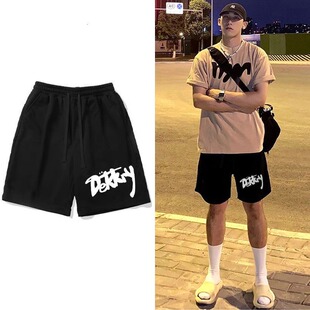 休闲情侣五分裤 新款 男女夏季 欧美风vibe宽松百搭街头字母印花短裤
