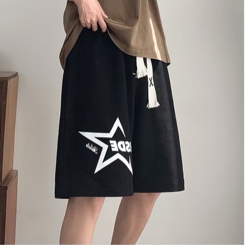 oversize美式复古潮牌印花休闲短裤男生夏季新款篮球运动五分裤子