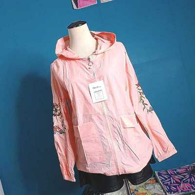 清仓捡漏特价女装复古刺绣薄款防晒衣外套宽松百搭连帽长袖上衣潮