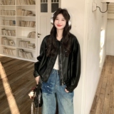 【出货】新款黑色拉链皮衣2C200-2612-P175-K288，女装皮衣，2C200