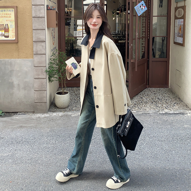 【】韩系撞色风衣2C200-8834-P145-K208,女装风衣,2C200