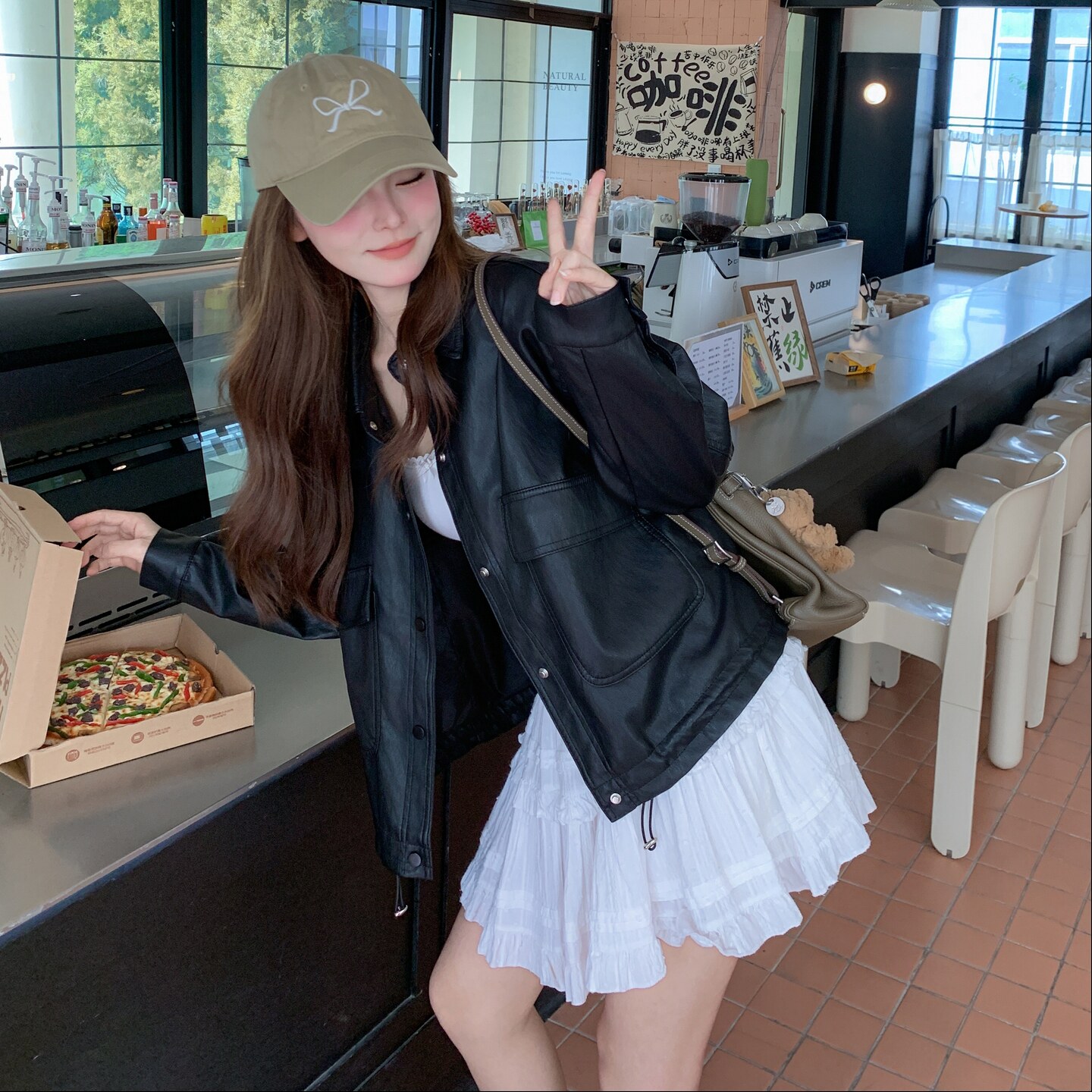 【】秋季新款抽绳皮衣2C200-2511-P155-K228,女装皮衣,2C200
