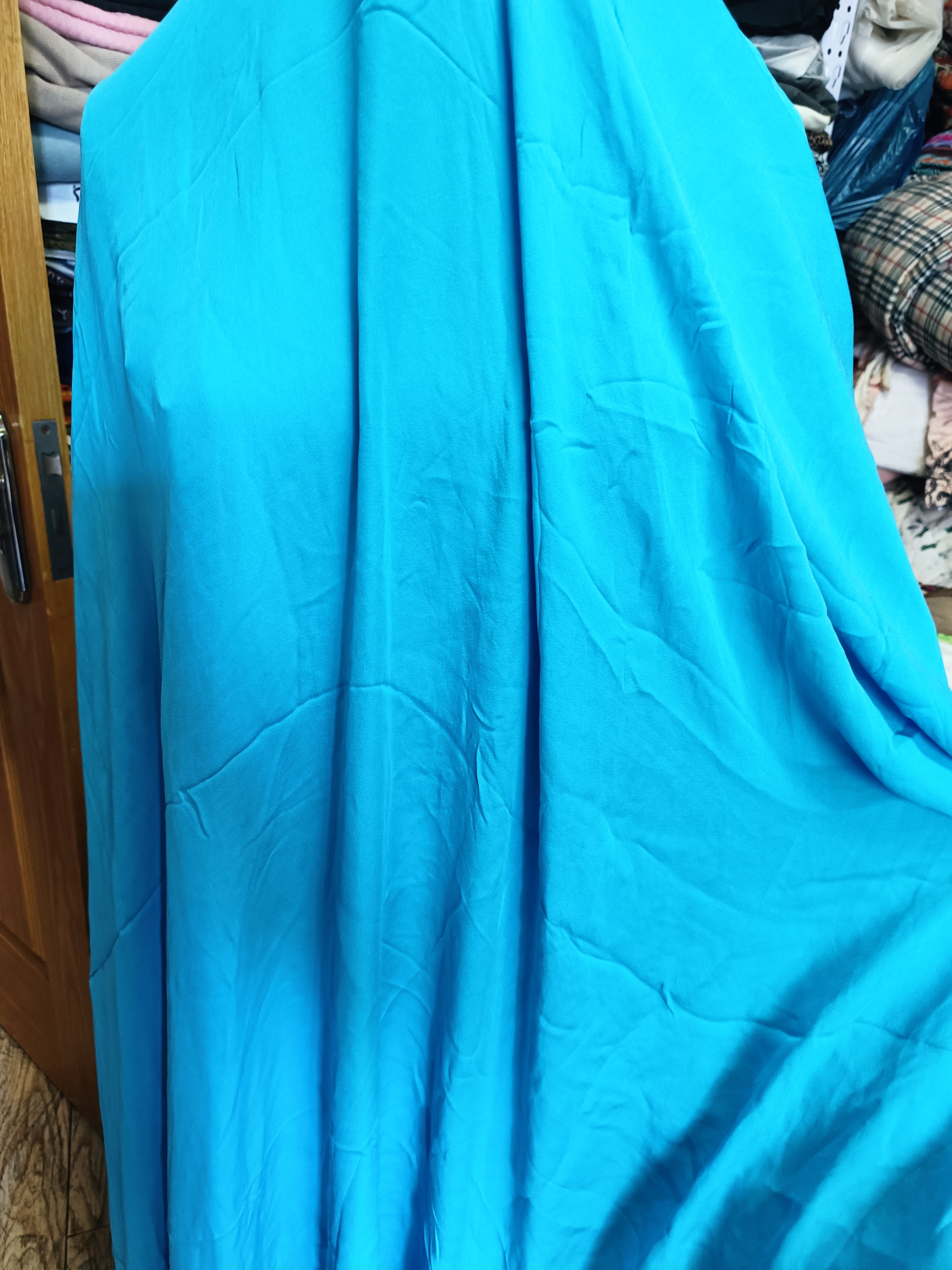 桑蚕丝绸天蓝色真丝乔其纱舞台汉服裙子制衣服装面料布料宽1.4米