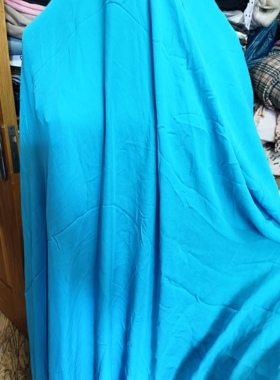 桑蚕丝绸天蓝色真丝乔其纱舞台汉服裙子制衣服装面料布料宽1.4米
