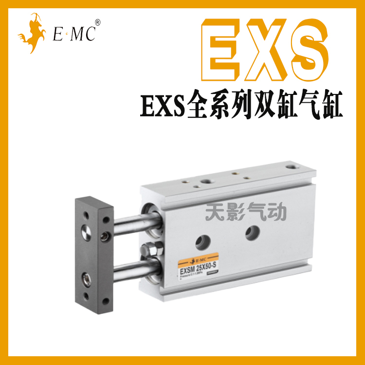 亿太诺双轴气缸EXSM6X10X15X25X30X35X40X45X50EXS6不锈钢杆-M-S