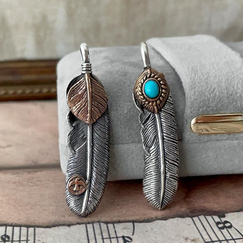 高桥吾郎上金松石羽毛情侣吊坠