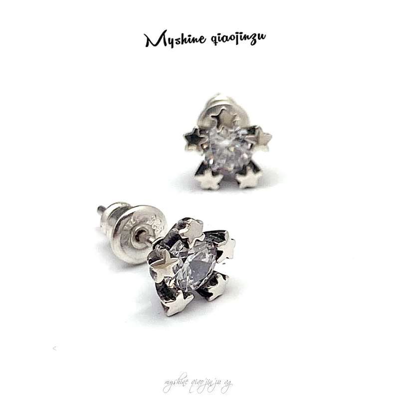 纯银简约锆石男女气质耳钉包邮
