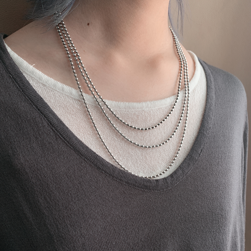 男女通用纯银珠链项链
