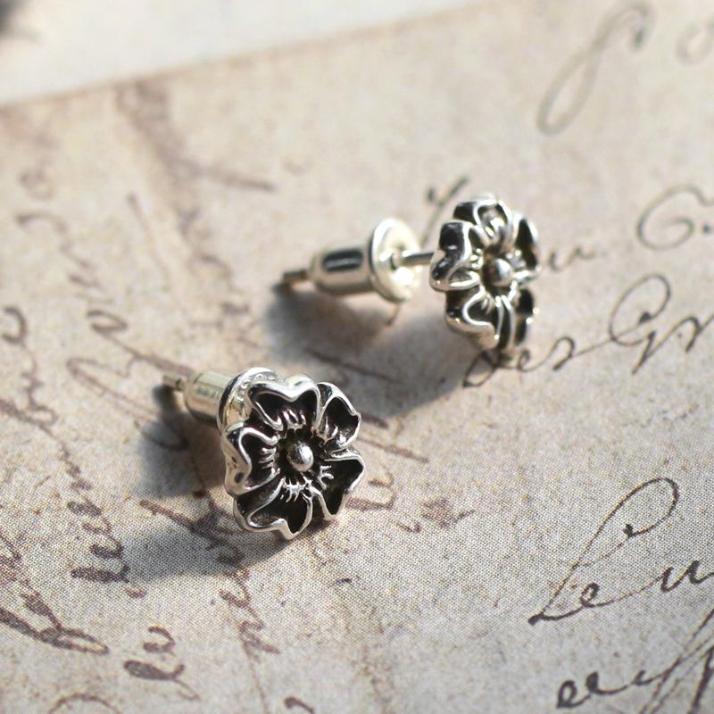 时尚潮流小众蔷薇花耳钉925纯银