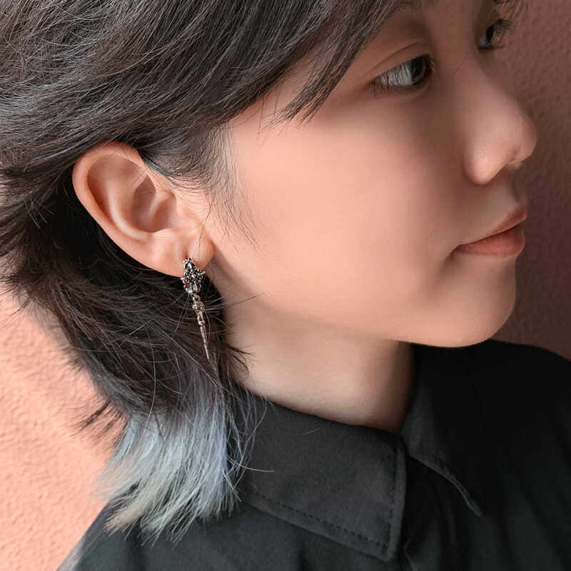 MS925银男女耳环复古新款黄铜骷髅十字全银做旧复古小众个性朋克,饰品/流行首饰/时尚饰品新,银饰耳饰,淘宝优惠券,粉丝福利购,淘宝优惠卷